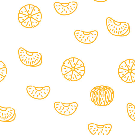 mandarin citrus fruit vector seamless patternのイラスト素材
