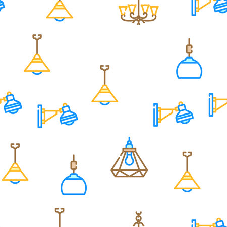 lamp ceiling light interior home vector seamless patternのイラスト素材