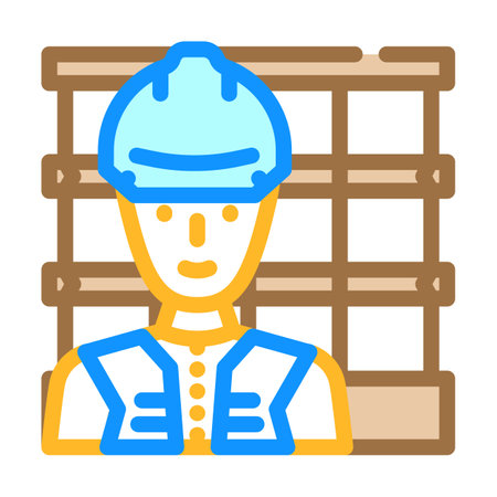 engineer construction worker color icon vector illustrationのイラスト素材