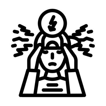 boy kid stress headache line icon vector illustrationのイラスト素材