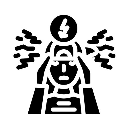 boy kid stress headache glyph icon vector illustrationのイラスト素材