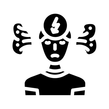 man stress headache glyph icon vector illustrationのイラスト素材