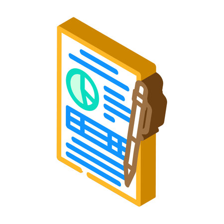 report paper document isometric icon vector illustrationのイラスト素材