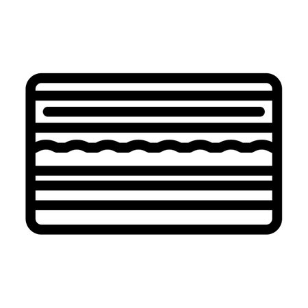 memory foam mattress bedroom interior line icon vector illustrationのイラスト素材