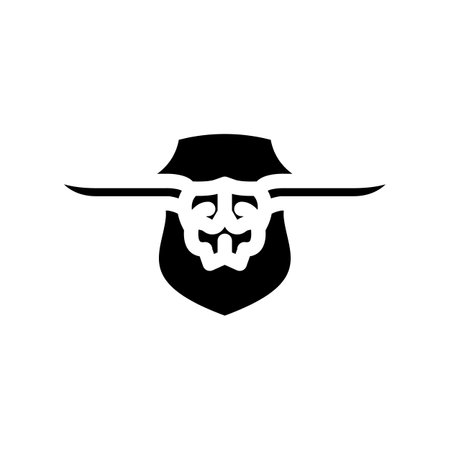 longhorn skull horn animal glyph icon vector illustrationのイラスト素材