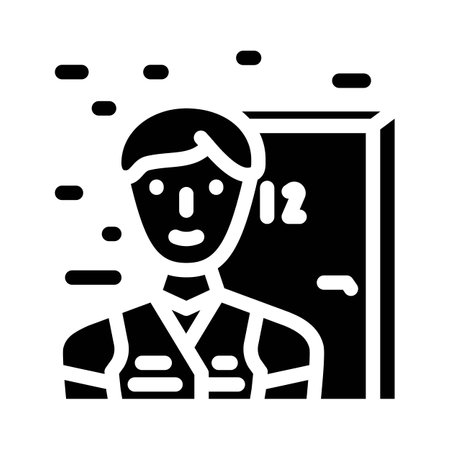 apartment maintenance technician repair worker glyph icon vector illustrationのイラスト素材