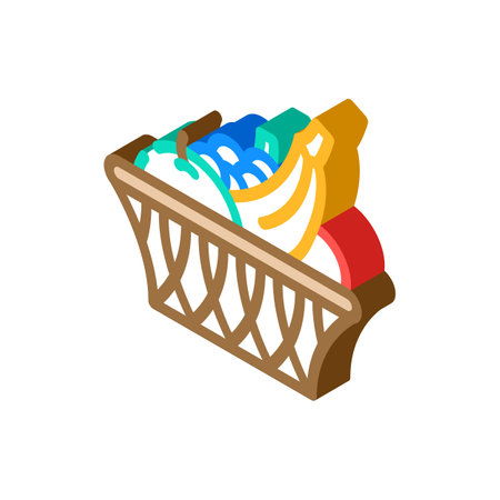 fruit basket home interior isometric icon vector illustrationのイラスト素材