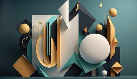 minimal shape background. 3d abstract, rende geometric, design light, modern wall, interior floor, scene space minimal shape background ai generated illustrationの素材