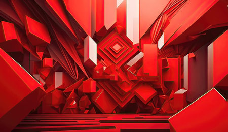 red technology space. background design, abstract light, futuristic wallpaper, science shape, digital red technology space ai generated illustrationの素材