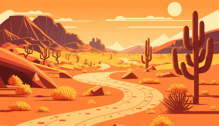 desert landscape wild west. background western, old arizona, nature usa, sky cactus, game scenery, city desert landscape wild west ai generated illustrationの素材