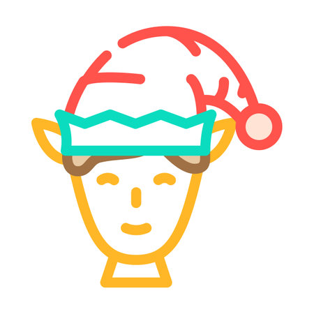 head elf christmas cute color icon vector illustrationのイラスト素材