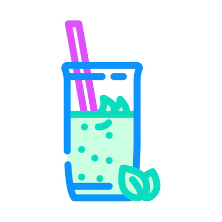 mint smoothie drink color icon vector illustrationのイラスト素材