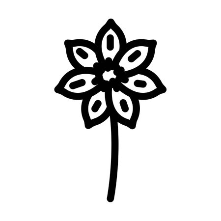 clematis flower spring line icon vector illustrationのイラスト素材