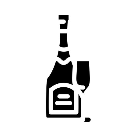 champagne drink bottle glyph icon vector illustrationのイラスト素材