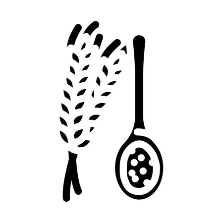 flour spoon wheat glyph icon vector illustrationのイラスト素材