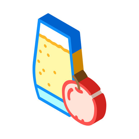 apple juice smoothie drink isometric icon vector illustrationのイラスト素材