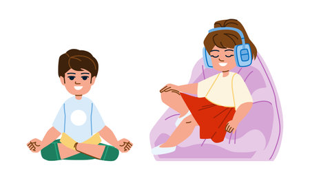 kid relaxing vectorのイラスト素材