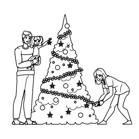 decorate christmass tree vectorのイラスト素材
