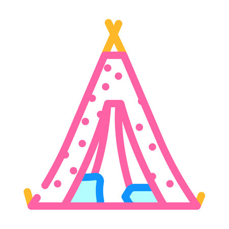 teepee tent kid bedroom color icon vector illustrationのイラスト素材