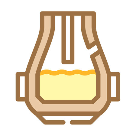 basic oxygen furnace steel production color icon vector illustrationのイラスト素材