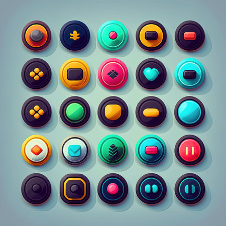frame round game button ai generated. banner , design interface, web icon frame round game button illustrationの素材