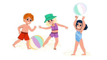 beach ball kid vectorのイラスト素材