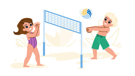 beach volleyball kid vectorのイラスト素材