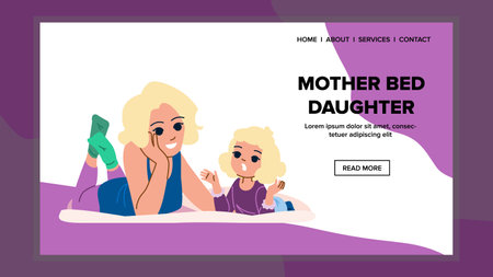 mother bed daughter vectorのイラスト素材