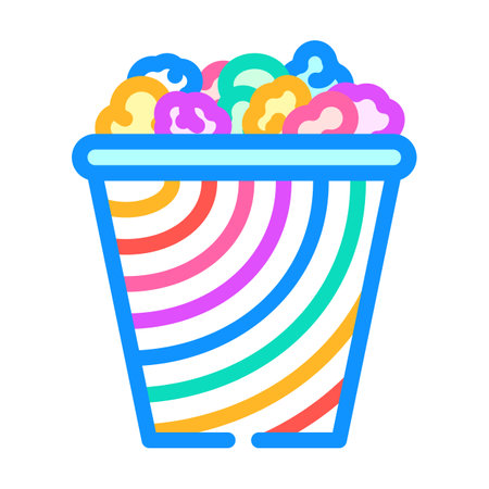 sweet rainbow popcorn food color icon vector illustrationのイラスト素材