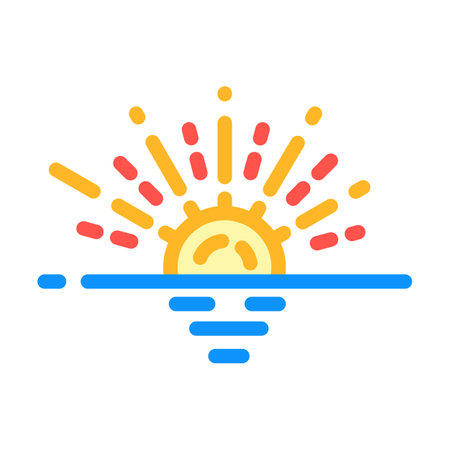 horizont sunset sun summer sunlight color icon vector illustrationのイラスト素材