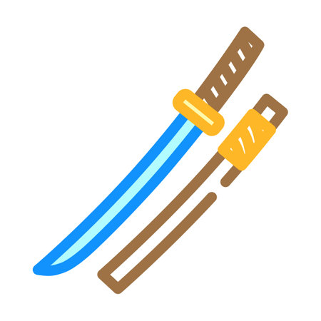 katana weapon military color icon vector illustrationのイラスト素材