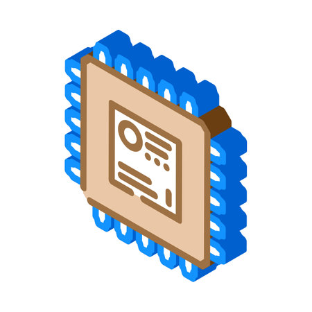 microcontroller electronic component isometric icon vector illustrationのイラスト素材