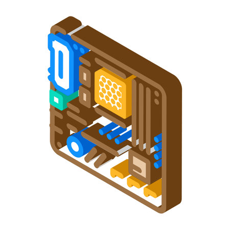 motherboard gaming pc isometric icon vector illustrationのイラスト素材