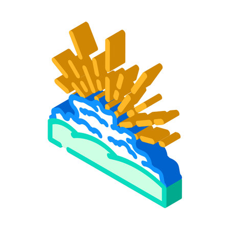 sun rays summer sunlight isometric icon vector illustrationのイラスト素材