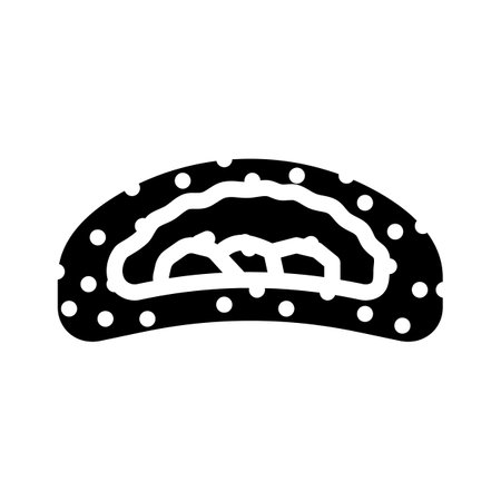 chicken bun food meal glyph icon vector illustrationのイラスト素材