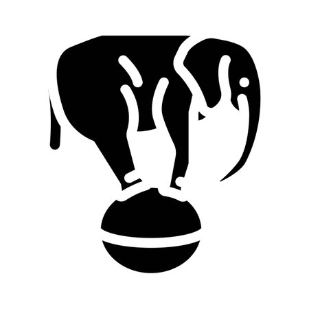 elephant carnival vintage show glyph icon vector illustrationのイラスト素材