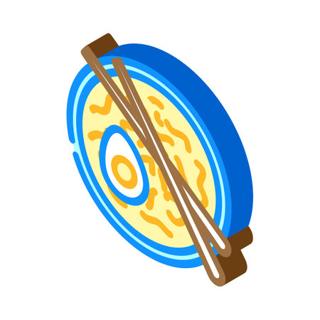ramen noodles japanese food isometric icon vector illustrationのイラスト素材