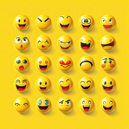 yellow emoji smiley ai generated. chat design, cute mood, sad laugh yellow emoji smiley illustrationの素材