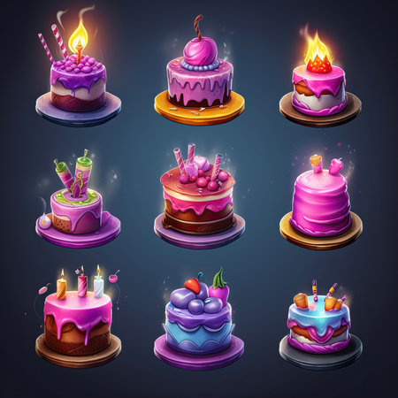 celebration cake birthday ai generated. party background, food sweet, fun dessert celebration cake birthday illustrationの素材