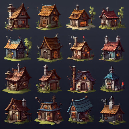 background game wooden house ai generated. wood building, old design, room play background game wooden house illustrationの素材