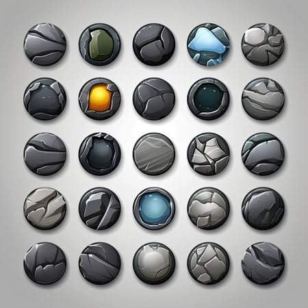 panel rock stone button ai generated. frame board, ui gui, element menu panel rock stone button illustrationの素材