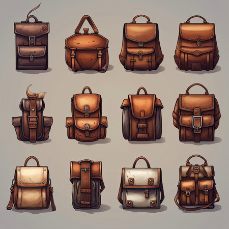 purse school backpack ai generated. female style, glamor background, woman girl purse school backpack illustrationの素材