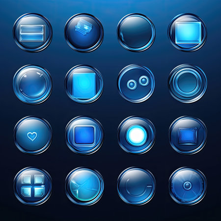 symbol blue glass button ai generated. shape internet, element green, abstract plastic symbol blue glass button illustrationの素材