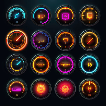 technology games speedometer ai generated. interface design, speed vehicle, digital automobile technology games speedometer illustrationの素材