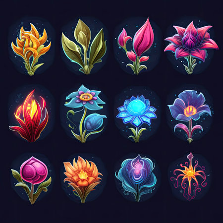 design games magic flower ai generated. landscape plant, mystery wallpaper, beautiful tree design games magic flower illustrationの素材
