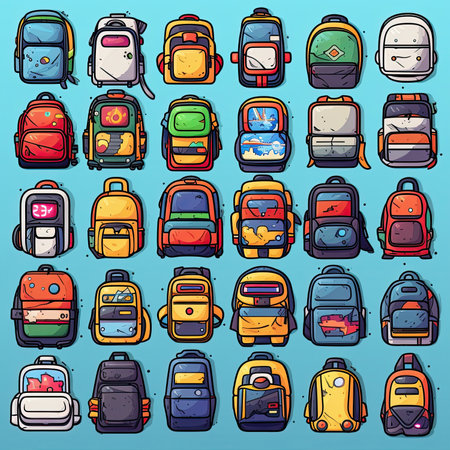 school backpack ai generated. back study, object design, learn kid background school backpack illustrationの素材