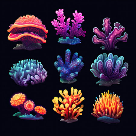 underwater coral sea ai generated. aquarium life, background blue, aquatic colorful underwater coral sea illustrationの素材