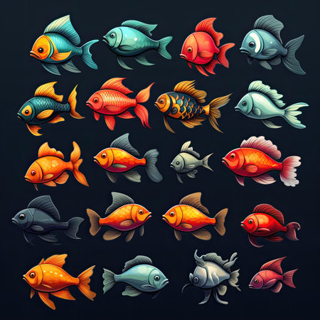 underwater fish aquarium ai generated. nature tropical, gold background, sea pet underwater fish aquarium illustrationの素材