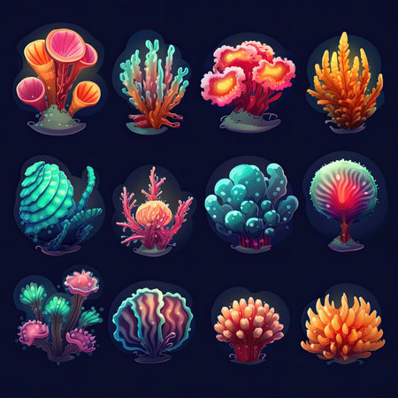 underwater coral sea ai generated. aquarium life, background blue, aquatic colorful underwater coral sea illustrationの素材