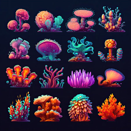 wildlife coral sea ai generated. under red, marine, tropical ocean wildlife coral sea illustrationの素材
